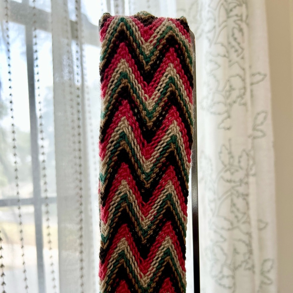 Wayuu Mochila Handmade Crossbody Bag Pink Teal Heart - Picture 13 of 15